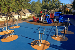 Outdoor fitness equipment on a playground.