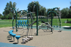 Some jungle gym equipment at a park.